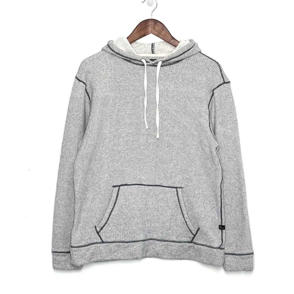 Rails Smith Hoodie Men L Cream Navy Stripe French Terry Cotton Sweatshirt
